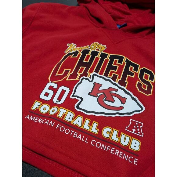 NWT NFL Kansas City Chiefs Midriff Cropped Hoodie Long Sleeve Women’s XL - Picture 3 of 7